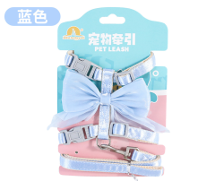 Cute Bowknot Cat Harness And Leash Adjustable Pet Harness With Traction Rope Kitten Puppy Rabbit Ferret