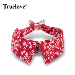 Truelove Cat Collar Cute Floral Pet Collar Cotton with Bow Pet Gift Adjustable Soft and Comfy Bowtie Small Medium Dog TLC5411