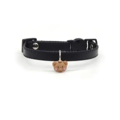 1Pc Cute Leather Adjustable Pet Collar with Bear Tag Pet Dog Cat Lead Ring Pet Accessories Kitten Puppy Anti-loss Safety Buckle