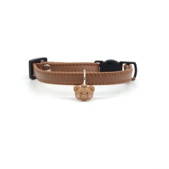 1Pc Cute Leather Adjustable Pet Collar with Bear Tag Pet Dog Cat Lead Ring Pet Accessories Kitten Puppy Anti-loss Safety Buckle