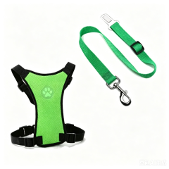 Breathable Mesh Dog Harness Leash With Adjustable Straps Pet Harness With Car Automotive Seat Safety Belt