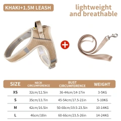 Pet Harness Vest Chest Rope Set Reflective Soft Breathable Handle Cat Dog Harness Dog Leash for Small Medium Dogs Outdoor