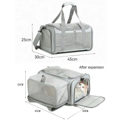 Lightweight Canvas Pets Travel Handbag Breathable Large Capacity Cat Bag Foldable Portable Pet Airline Bag Cat