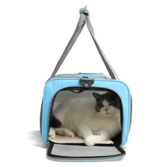 Lightweight Canvas Pets Travel Handbag Breathable Large Capacity Cat Bag Foldable Portable Pet Airline Bag Cat