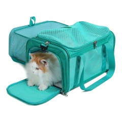 Lightweight Canvas Pets Travel Handbag Breathable Large Capacity Cat Bag Foldable Portable Pet Airline Bag Cat