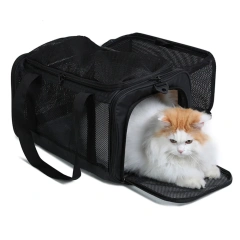 Lightweight Canvas Pets Travel Handbag Breathable Large Capacity Cat Bag Foldable Portable Pet Airline Bag Cat