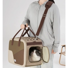 luxury pet carrier Large Capacity pet bag for Dogs and Cats foldable soft sided cat carrier bag dog Carrier sling bag brown