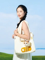 Foldable pet Canvas Tote Bag soft side pet carrier bag with well padded strap cat sling bag Pet Canvas Shoulder Bag