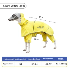 Large Dog Raincoat Waterproof and Windproof Puppy Raincoat Reflective and Breathable Dog Clothes Adjustable Dogs Supplies