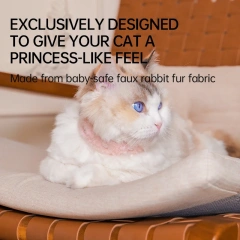 Touchdog Luxury Solid Faux Fur Cat Collar Pearl Decor Adjustable Anti-Breakaway Safety Buckle Soft Plush Princess Style All