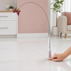 Electric Cat Teaser Electric Cat Butterfly Wand Toy with Suction Cup Automatic Kitten Teaser Stick Exercise Play Pet
