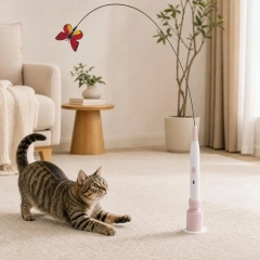 Electric Cat Teaser Electric Cat Butterfly Wand Toy with Suction Cup Automatic Kitten Teaser Stick Exercise Play Pet