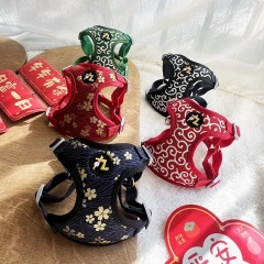 Japanese Wind Tang Grass Pattern Cherry Blossom Dog Cat Corgi Shiba Dog Chest Back Pull Chest Vest Chest Strap Small Dogs Leash