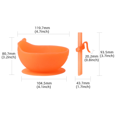 Rabbit Shape Silicone Suction Bowl (with Straw)