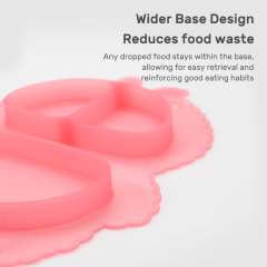 KUHU Silicone Bunny Shape Foldable Plate for Babies & Toddlers - Ideal Baby Plate with Suction, Easy Clean & Portable - Includes Baby Spoon and fork - Perfect for Mealtime Fun!