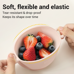 KUHU Platinum Silicone Baby Feeding Set – Divider Plate, Silicone Bowl & Soup Straws