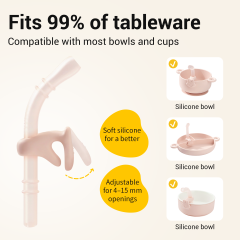 KUHU Platinum Silicone Baby Feeding Set – Divider Plate, Silicone Bowl & Soup Straws