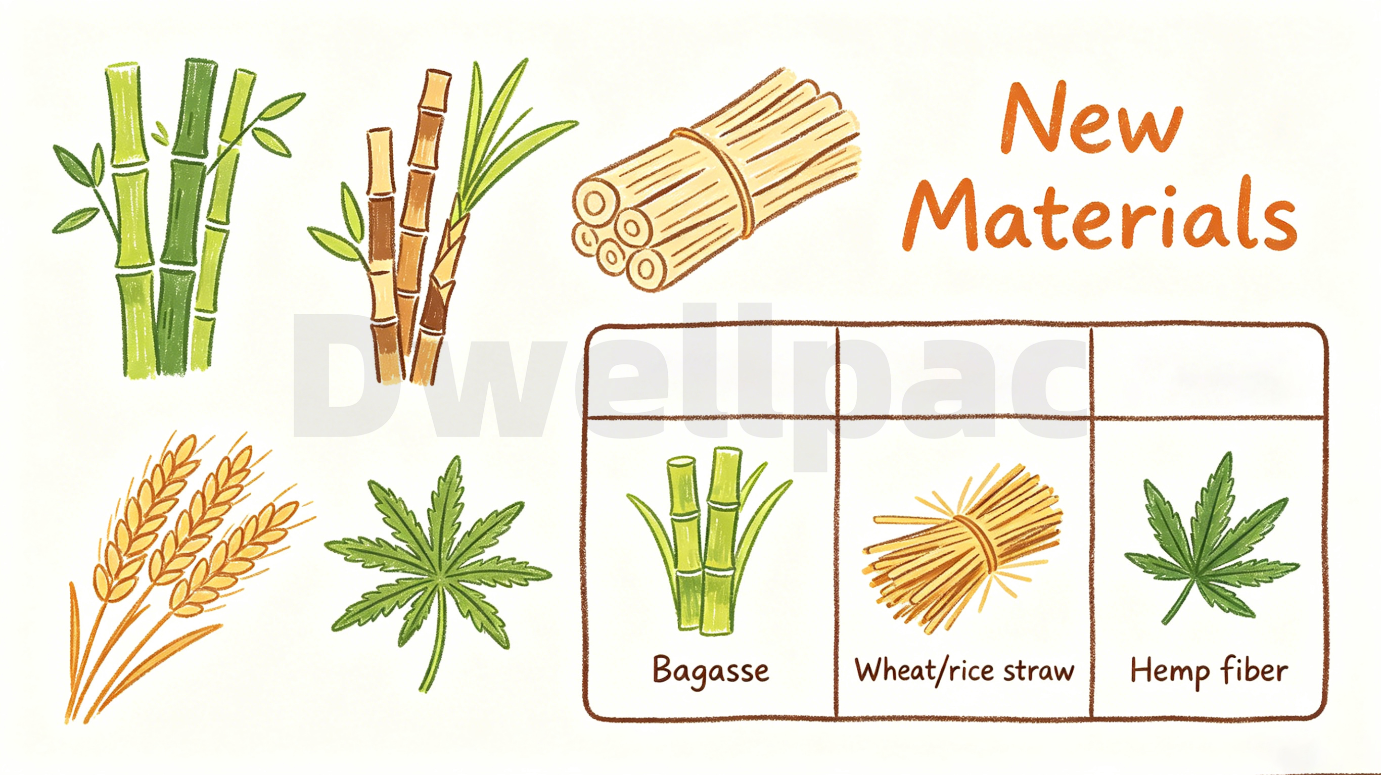 Alternative fiber materials used in molded pulp packaging production