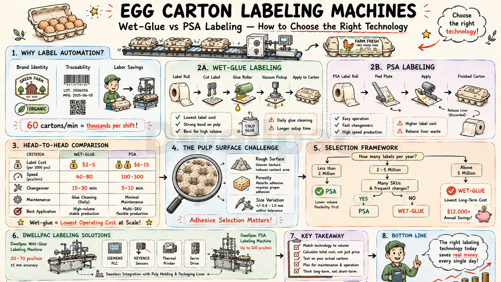 Egg carton labeling machine selection and production workflow