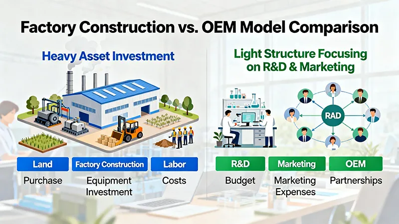 A comparison of the advantages of Beverage OEM vs. In-house Production, demonstrating how the OEM model can unlock brand potential.