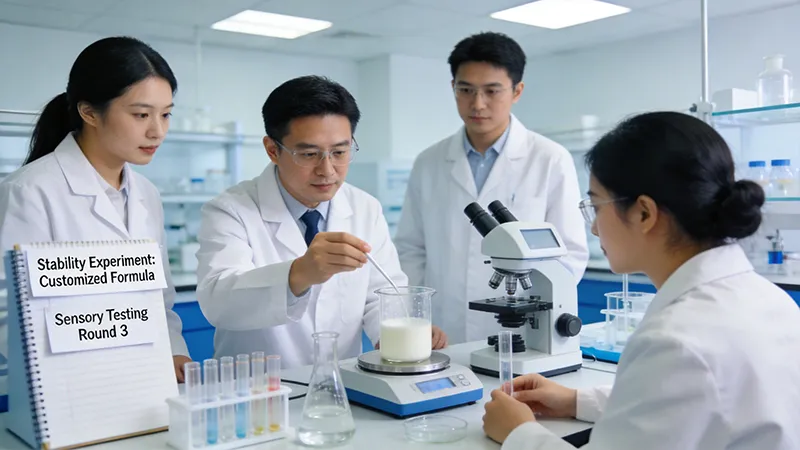 Laizhi Industry's R&D team is conducting stability experiments on the customized formula, ensuring a perfect balance between taste and function for the new product through multiple rounds of sensory testing.