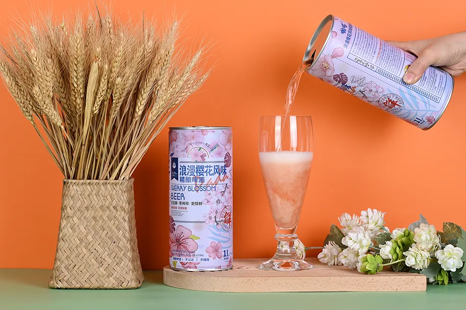 cherry blossom craft beer pouring into glass rich foam