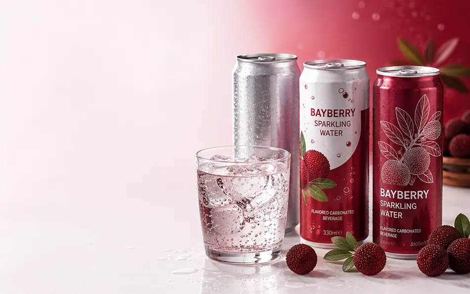 330ml Bayberry Sparkling Water canned beverage concept for an OEM project