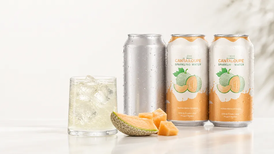 330ml Cantaloupe Sparkling Water canned beverage concept for an OEM project