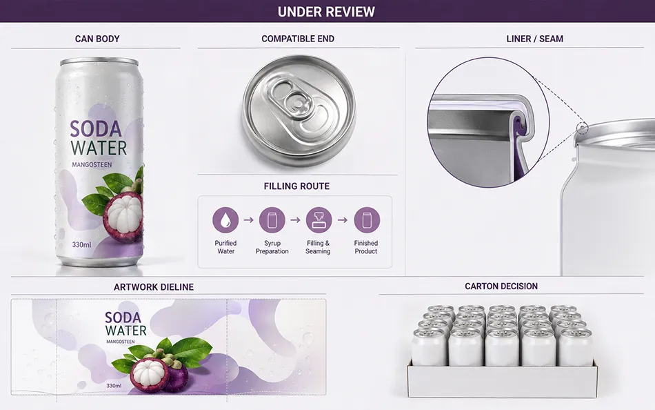 330ml can body end liner and artwork dieline under compatibility review