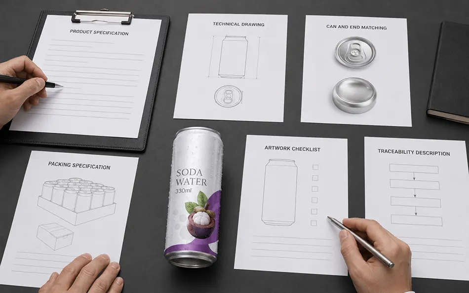 330ml Mangosteen Soda Water specification can drawing packing plan and traceability documents under buyer review