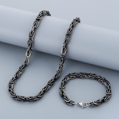 Fashion Cool Men Stainless Steel Link Chain Necklace Bracelet Sets