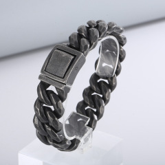 Fashion Cool Men 316L Stainless Steel Link Black Wide Curb Chain Bracelets