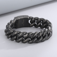 Fashion Cool Men 316L Stainless Steel Link Black Wide Curb Chain Bracelets