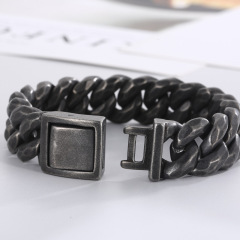 Fashion Cool Men 316L Stainless Steel Link Black Wide Curb Chain Bracelets
