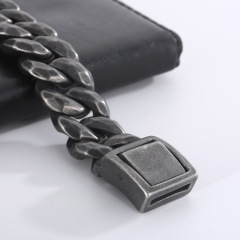 Fashion Cool Men 316L Stainless Steel Link Black Wide Curb Chain Bracelets