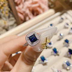 Fashion Women Beautiful Blue Crystal Stones Party Finger Rings Jewelry