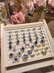 Fashion Women Beautiful Blue Crystal Stones Party Finger Rings Jewelry