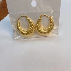 Fashion Men Women 18K Gold Plated 316L Fine Stainless Steel Circle Hoop Earrings Jewelry