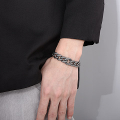 Fashion High Quality Cool Men 316L Fine Stainless Steel Link Black Chain Bracelets