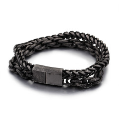Fashion High Quality Cool Men 316L Fine Stainless Steel Link Black Chain Bracelets