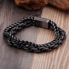 Fashion High Quality Cool Men 316L Fine Stainless Steel Link Black Chain Bracelets