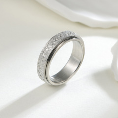 Fashion Men Women Stainless Steel Frosting Sand Circle Band Finger Rings Jewelry