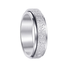 Fashion Men Women Stainless Steel Frosting Sand Circle Band Finger Rings Jewelry