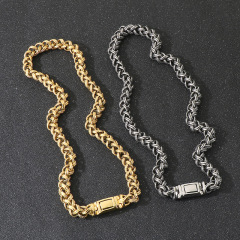Fashion Cool Men Silver Gold Black 316L Stainless Steel Braided Thick Popcorn Chain Necklace Jewelry