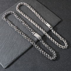 Fashion Cool Men Silver Gold Black 316L Stainless Steel Braided Thick Popcorn Chain Necklace Jewelry