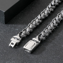 Fashion Cool Men Silver Gold Black 316L Stainless Steel Braided Thick Popcorn Chain Necklace Jewelry