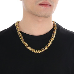 Fashion Cool Men Silver Gold Black 316L Stainless Steel Braided Thick Popcorn Chain Necklace Jewelry