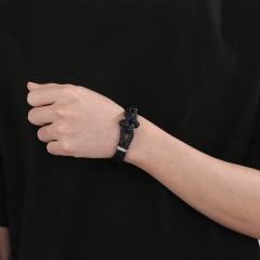 High Quality Cool Men 316L Fine Stainless Steel Braided Leather Bracelets Jewerly