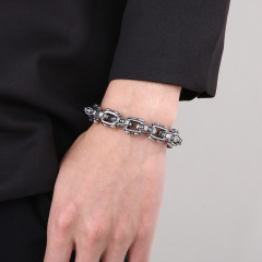 Fashion High Quality Cool Men 316L Fine Stainless Steel Link Retro Black Skulls Chain Bracelets
