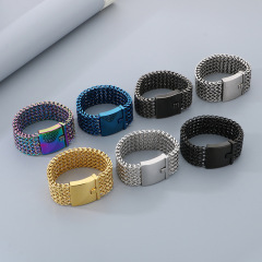 Fashion Punk Style Men Fine 316L Stainless Steel Link Wide Mesh Chain Bracelets